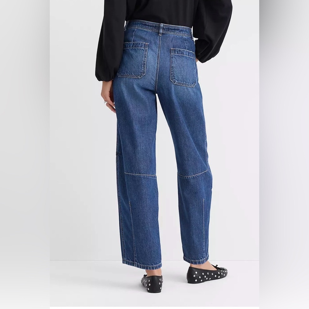 LOFT Dark Blue Barrel Leg Jeans - Picture 2 of 8